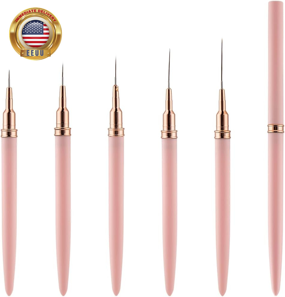 Metallic Nail Art Pens 5Pcs Pink Liner Brushes Set UV Gel Polish Painting Art De