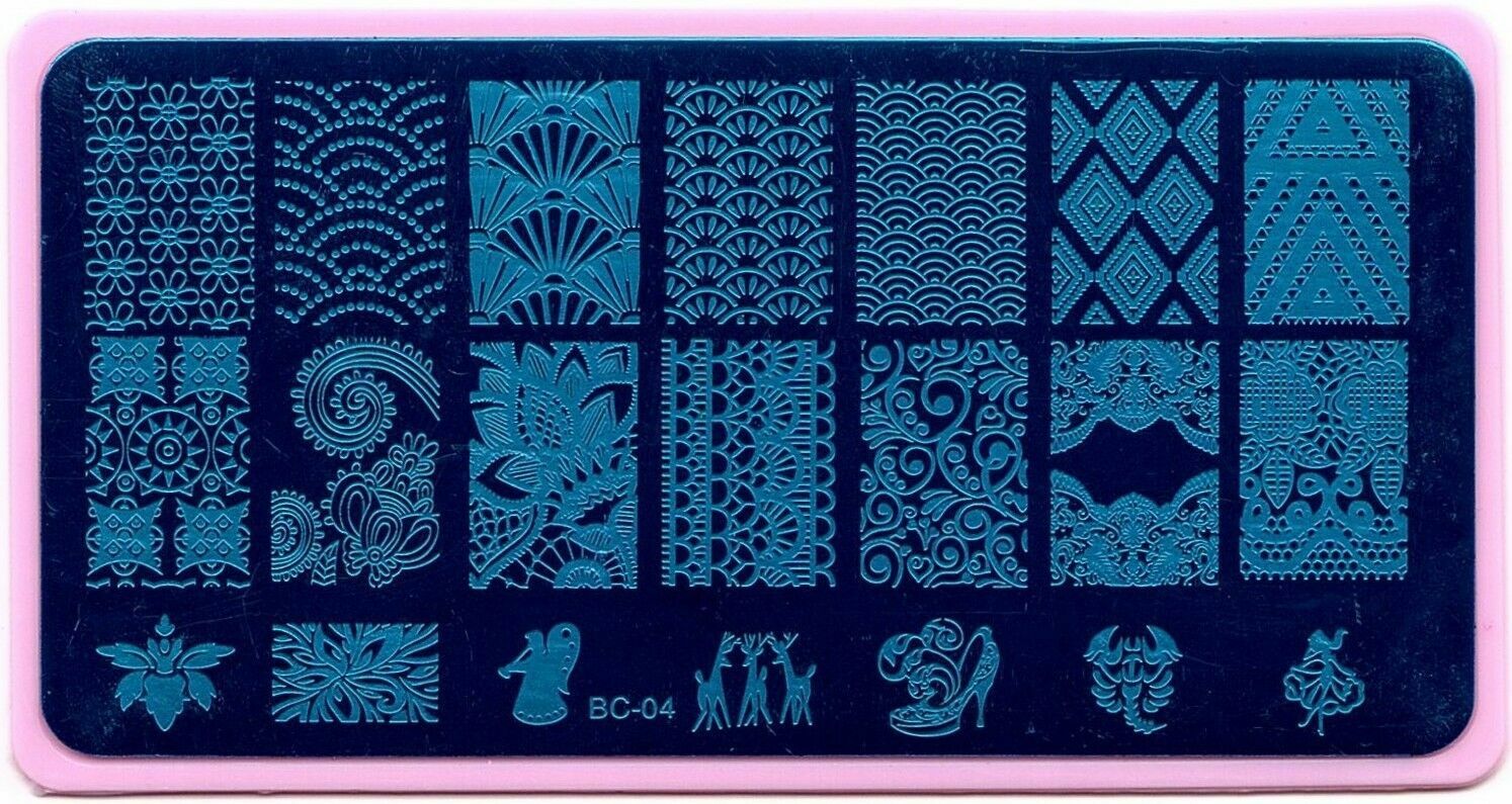 Nail Art Different Designs Stamping Image Plates with Pink Holder BC01 to BC05