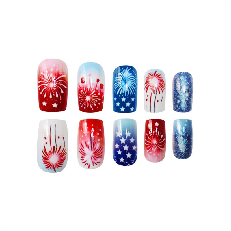 Cute Cartoon Starry Sky Square Press On Nails Removable Wholesale