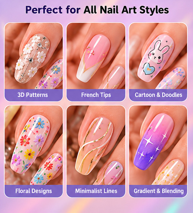 12 Colors 0.5mm Nail Art Pens Fine Tip 3D Drawing Marker Quick Dry