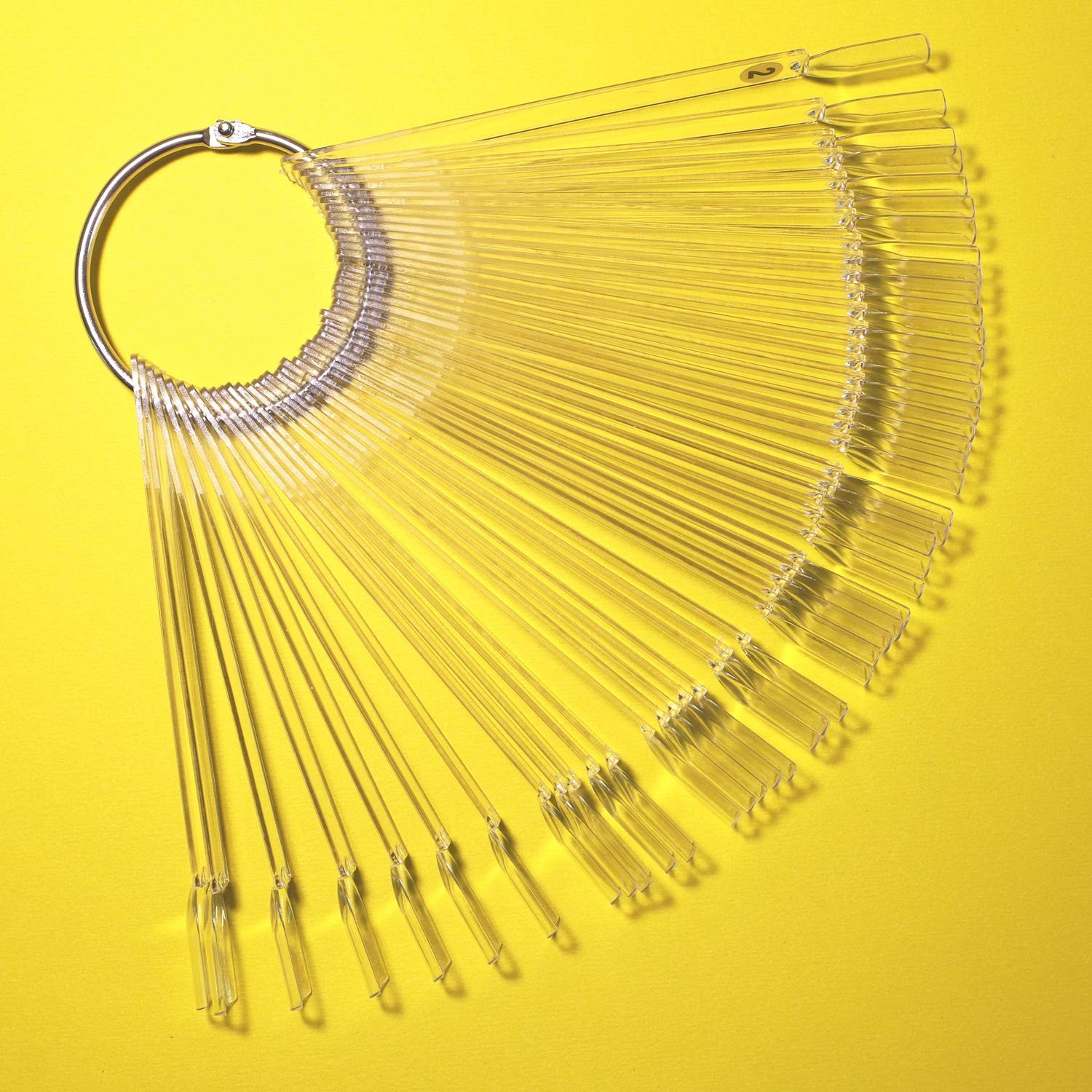 50 Pcs Clear Fan Shape Nail Color Swatches Sticks with Ring for Manicure