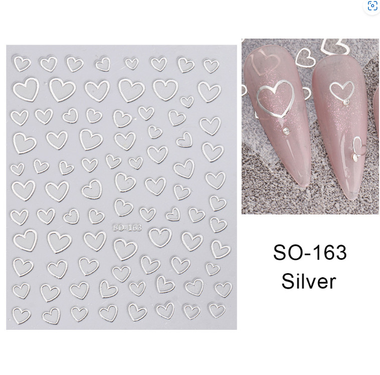 4Pcs 3D Nail Art Stickers Decals Transfers Valentines Day Love Hearts DIY NS44