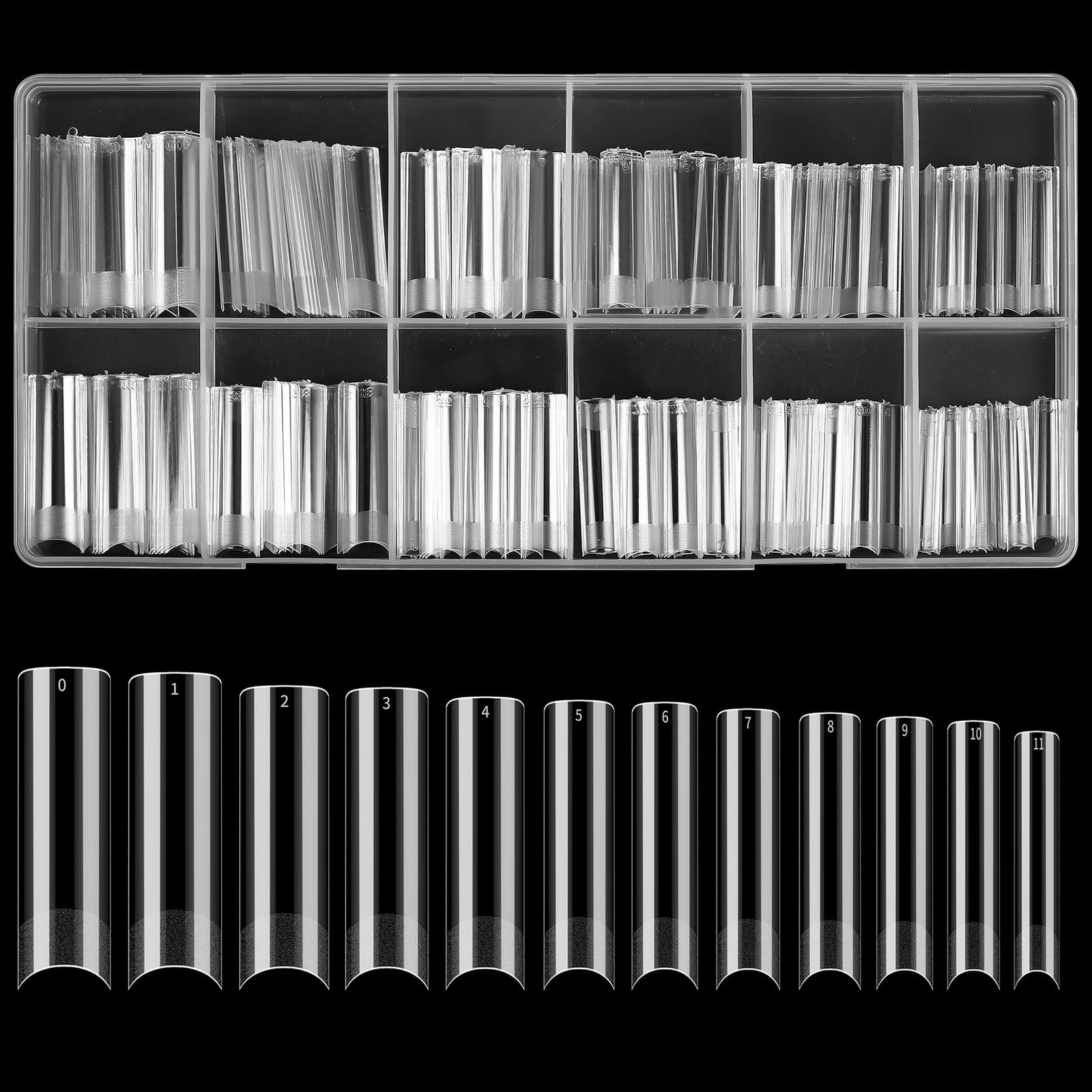 240 Pcs Square Extra Long No C Curve Clear XXL Tapered Square Press on Nail Tips