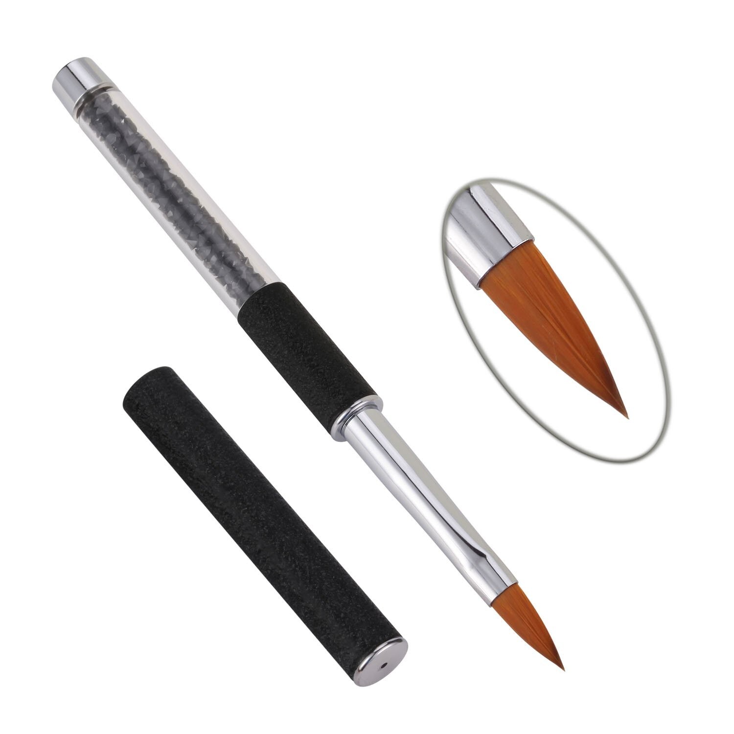 1Pc Pure Kolinsky Sable Hair Acrylic Nail Art Brush with Black Pearl