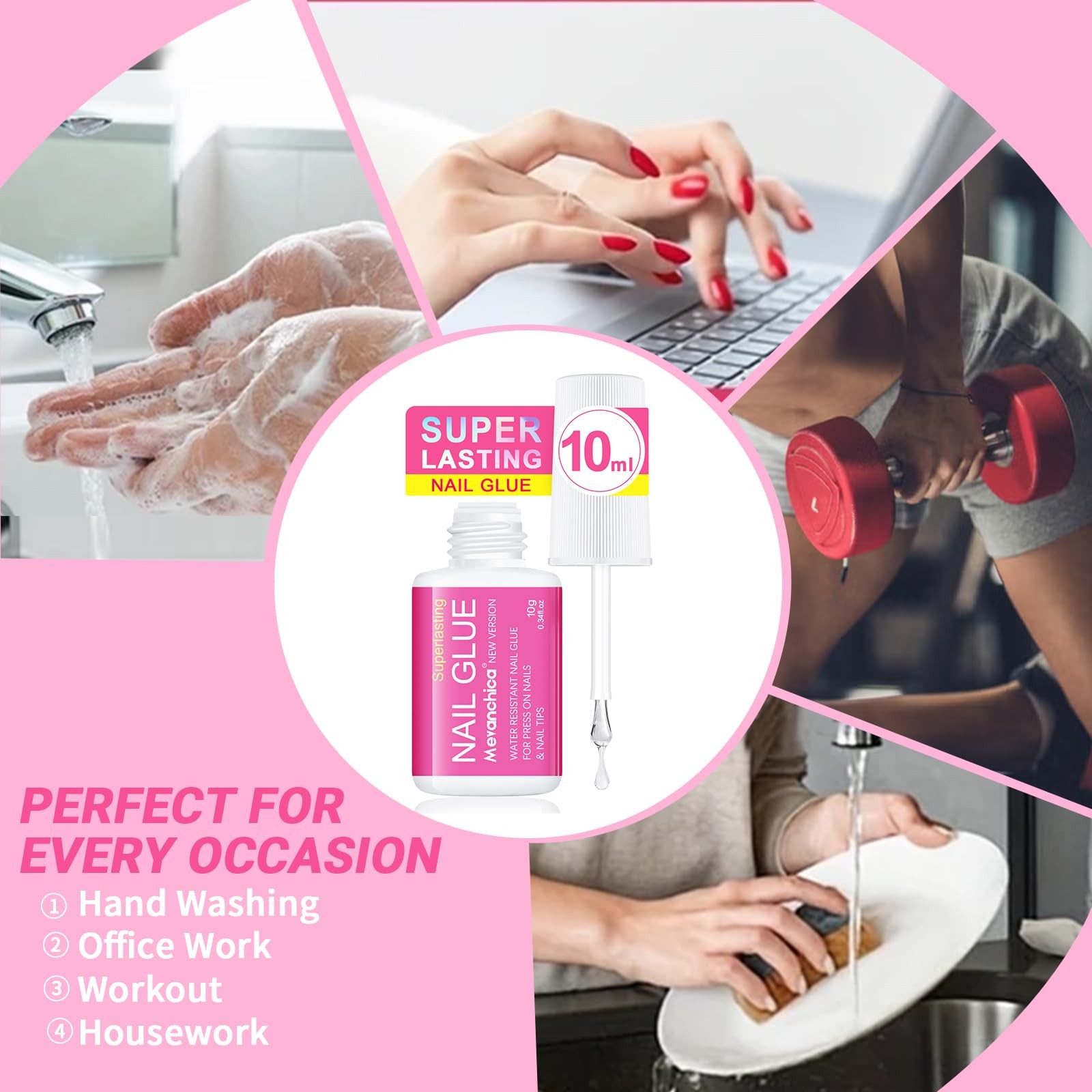 Super Strong Nail Glue, Nail Tips & Acrylic Fingernails Brush Tip Applicator …