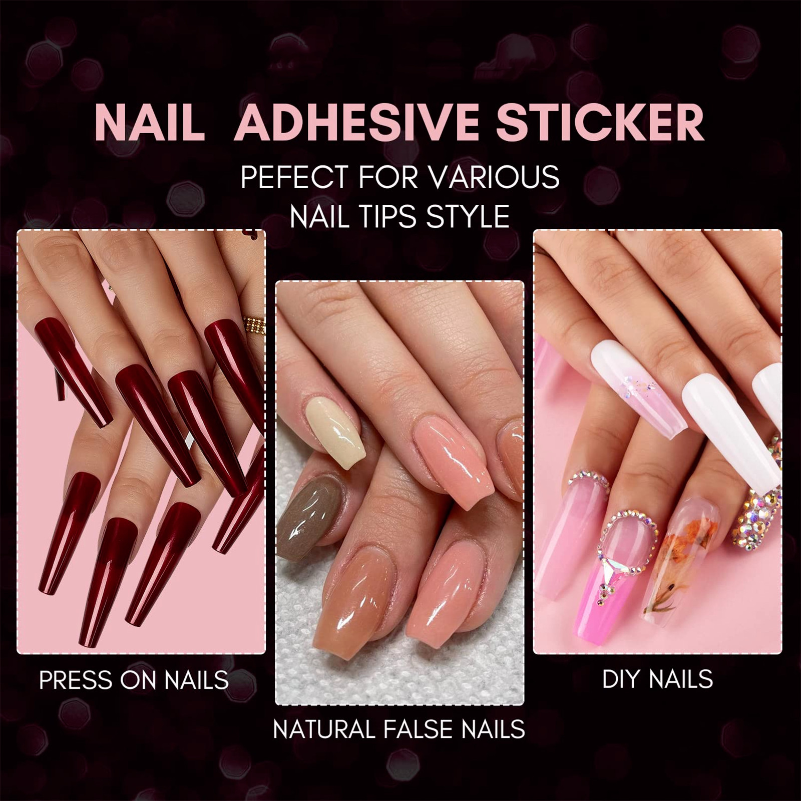 Double-Sided Nail Glue Tape Sticker Adhesive Tabs for Press on Nails Waterproof