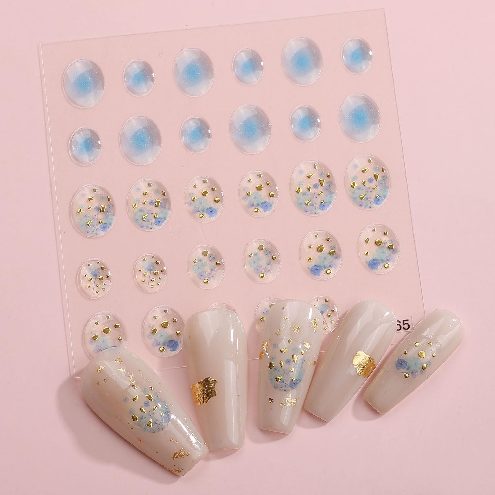 6 Sheets 3D Embossed Gold Irregular Geometric Nail Art Stickers Decals Self