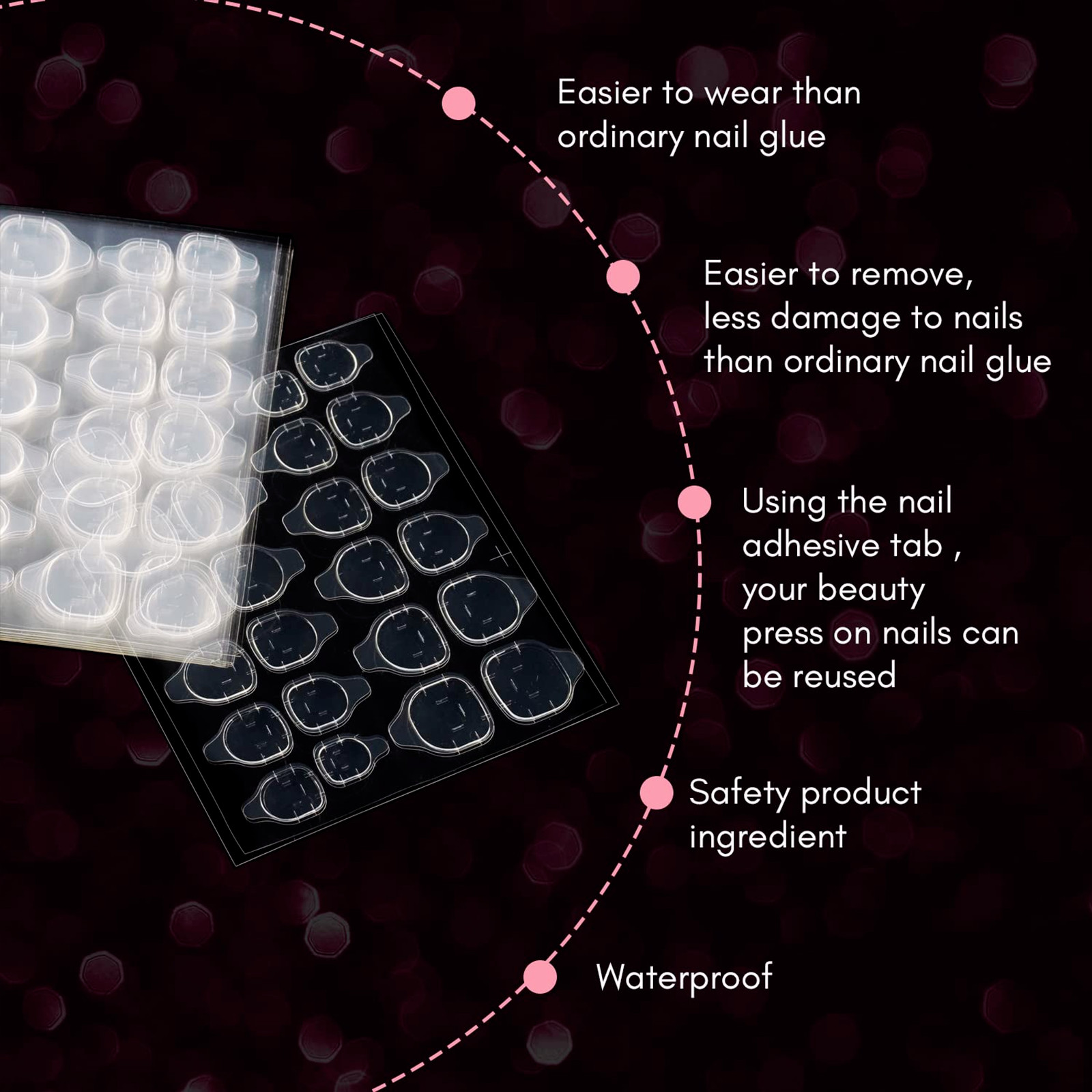 Double-Sided Nail Glue Tape Sticker Adhesive Tabs for Press on Nails Waterproof