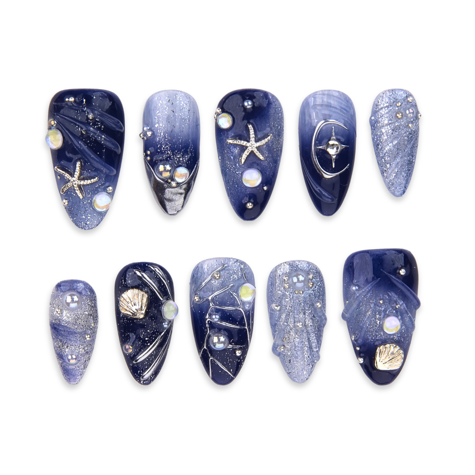 SIYOU NAILS | OCEAN OF STARS | Press-on Nails – Full Set (10pc)