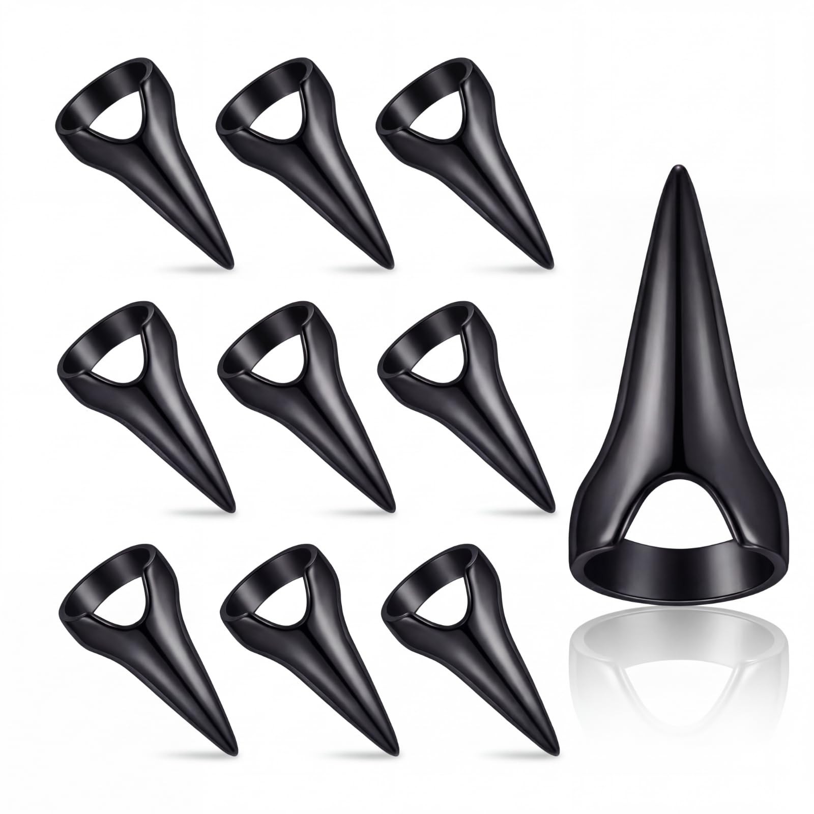 Hicarer 10 Pieces Finger Claws Rings Full Set Retro 0.6 inches, Black
