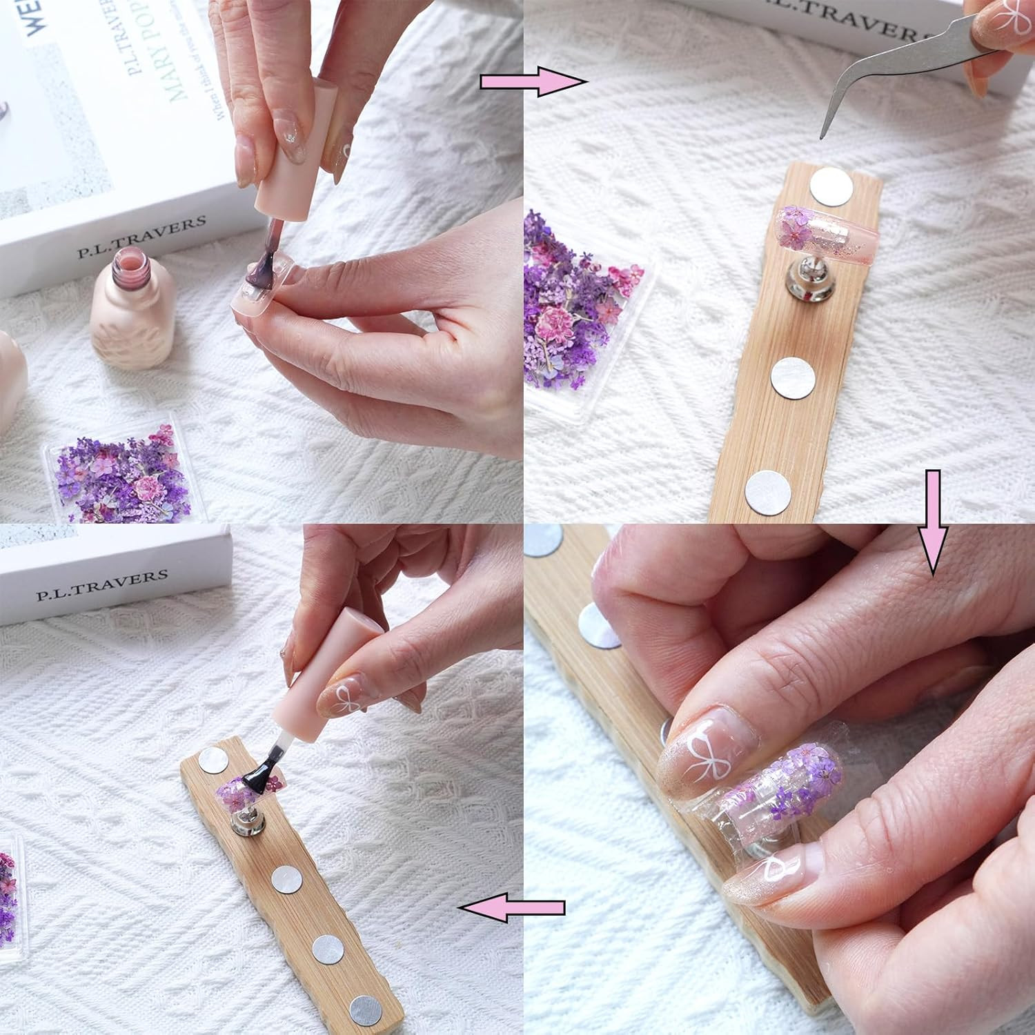 3D Dried Flowers for Nails, Spring Flower Nail Art Stickers 1Box Dried Flowers f
