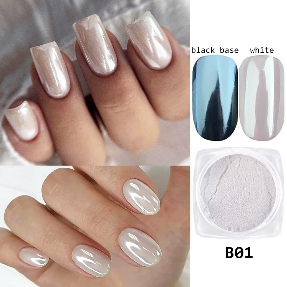 Pearl Chrome Nail Powder Set – 7 Colors Aurora Mermaid Effect B01-07