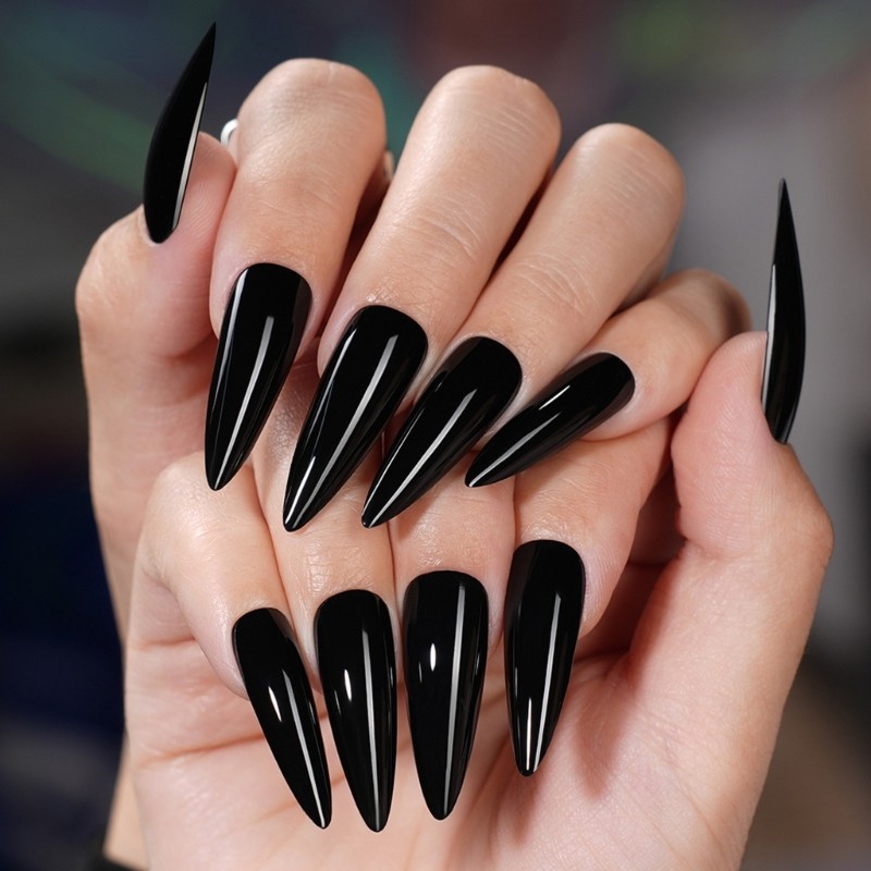 Long Almond Shaped Fake Nail Natural Look Reusable Artificial Nail Easy to Wear
