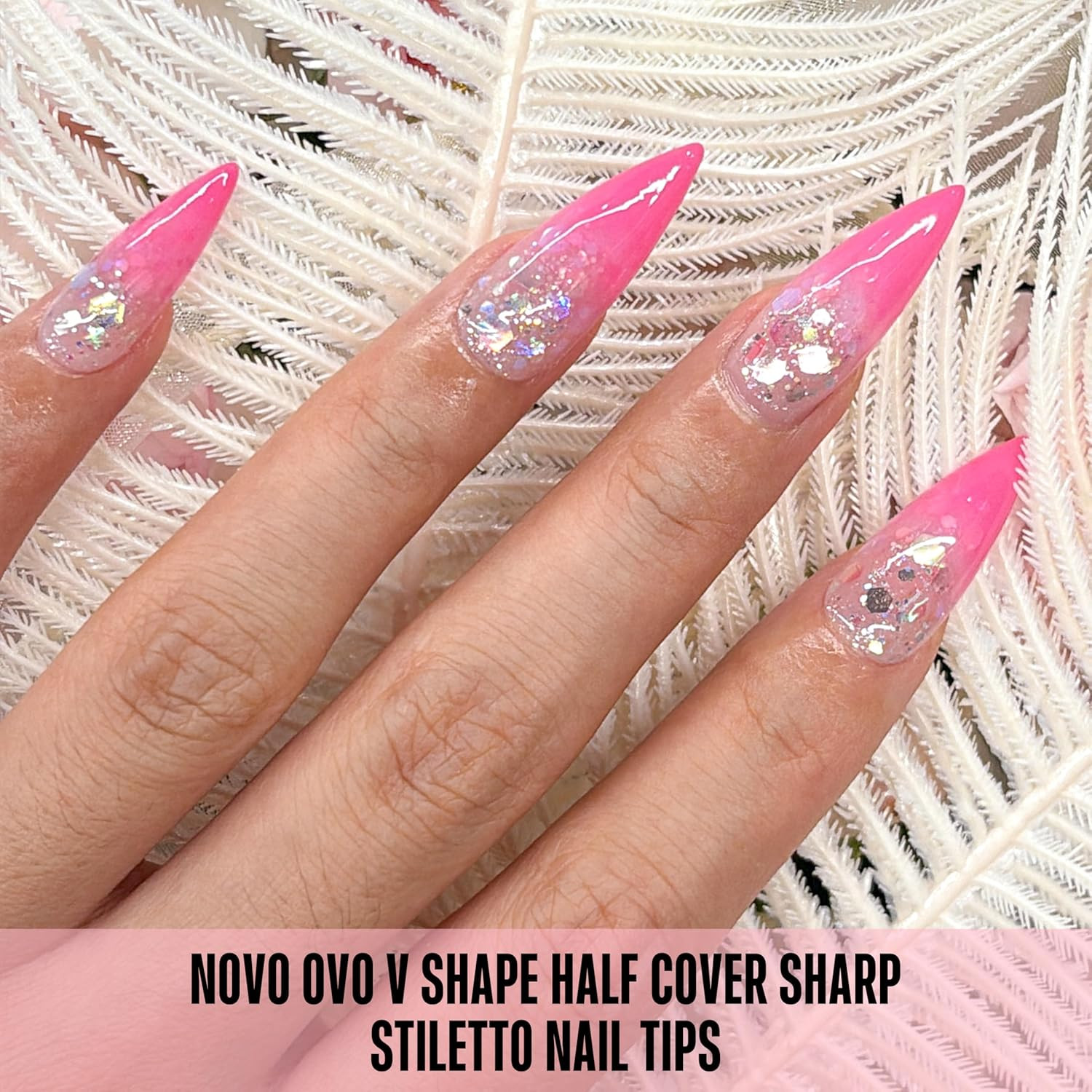 Half Cover Sharp Stiletto Soft Gel Nail Tips, Extra Thick V Shape Shallow Paste