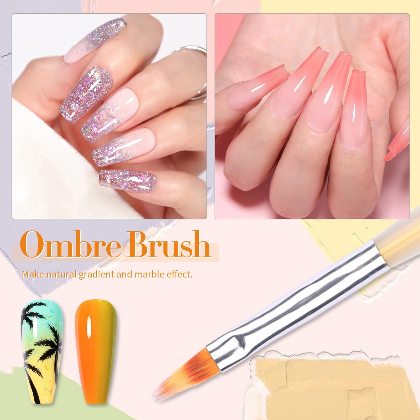 Double-Ended Nail Art Brushes 4Pcs Tool Set Gel Polish Liner Design Pen