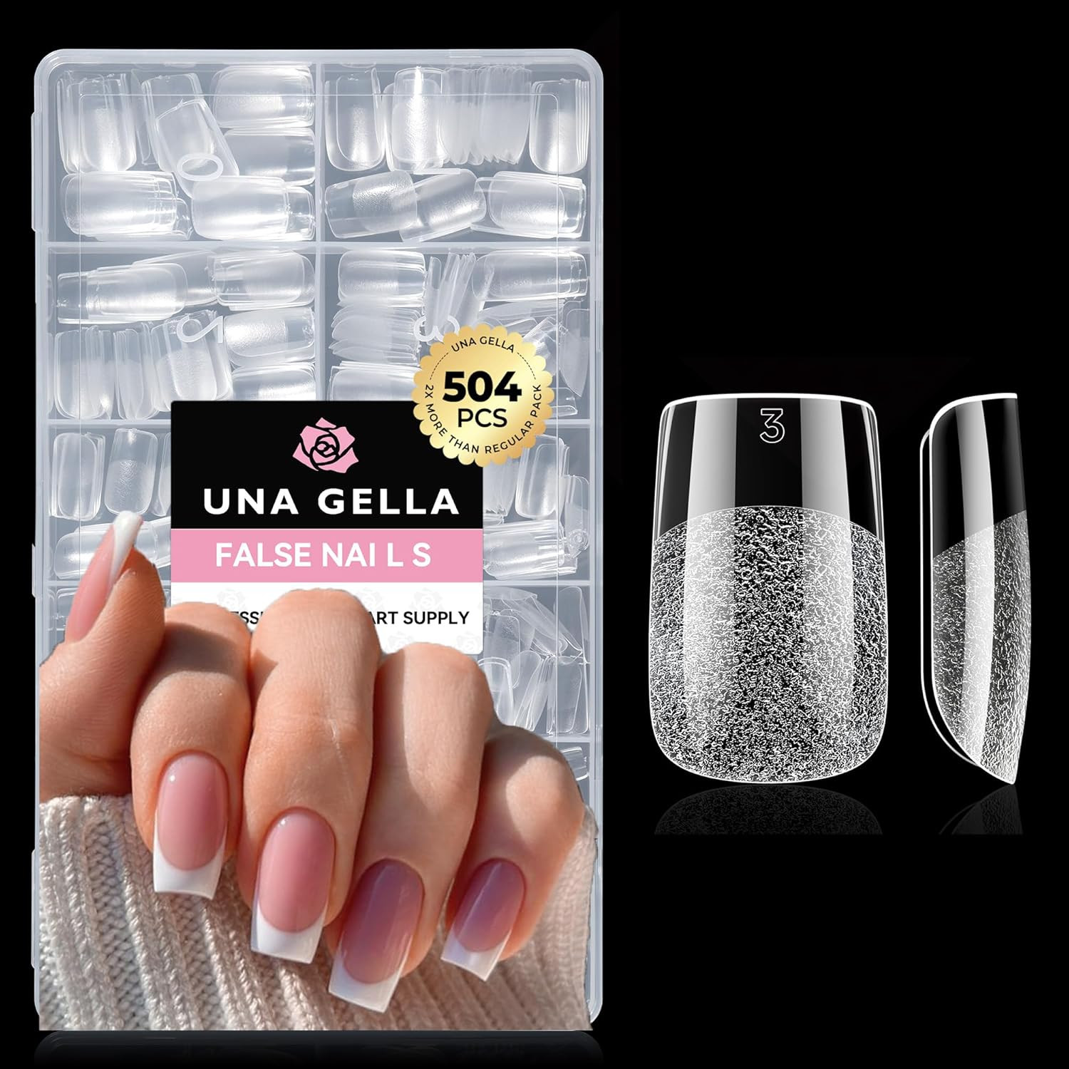Nail Tips Square 504PCS Short Square Nail Tips Pre Etched | Gel Fake Nails Tips,