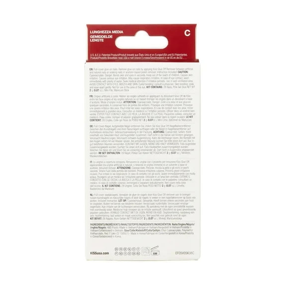 KISS Everlasting French Medium Square Oval Press on Nails with Glue, White, 28 P