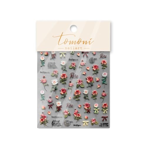 5D Embossed Rose Flower Nail Art Stickers for Valentine’s Day – retro rose