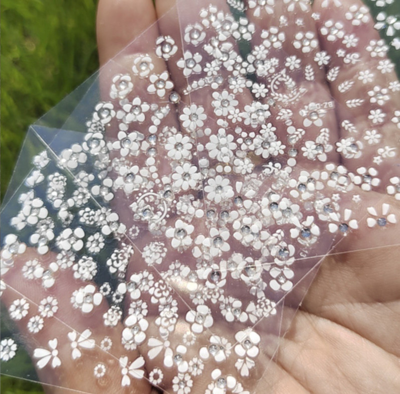 10Sheets Nail Art Sticker Decal Pure White Daisy Flower Lace Slider Manicure NH9