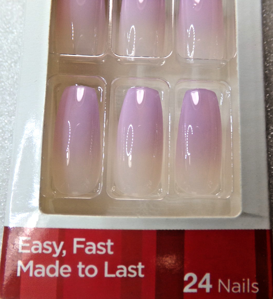 KISS Fashion Design NAILS GLUE ON Shiny Pink Ombre LONG