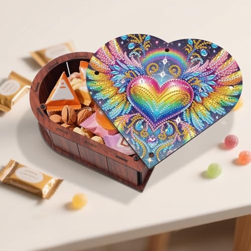 DIY Diamond Painting Storage Box Kit – Heart-Shaped Wooden Special Heart Wing