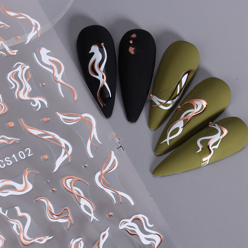 Irregular Wavy Lines Stripes Nail Stickers Fire Flame Weed Marijuana Cannabis