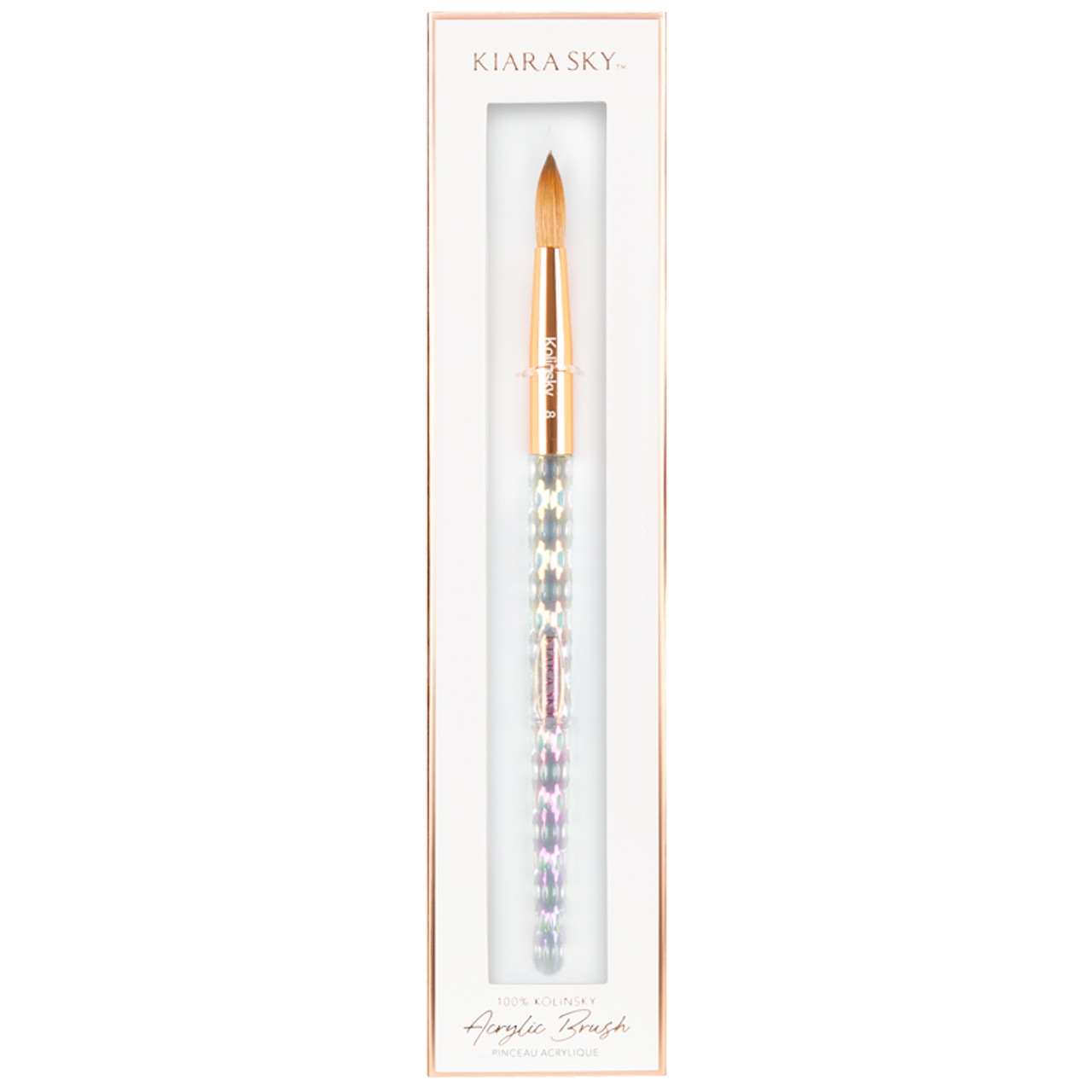 Kiara Sky Acrylic Nail Brush 100% Kolinsky #8 – Clear Handle