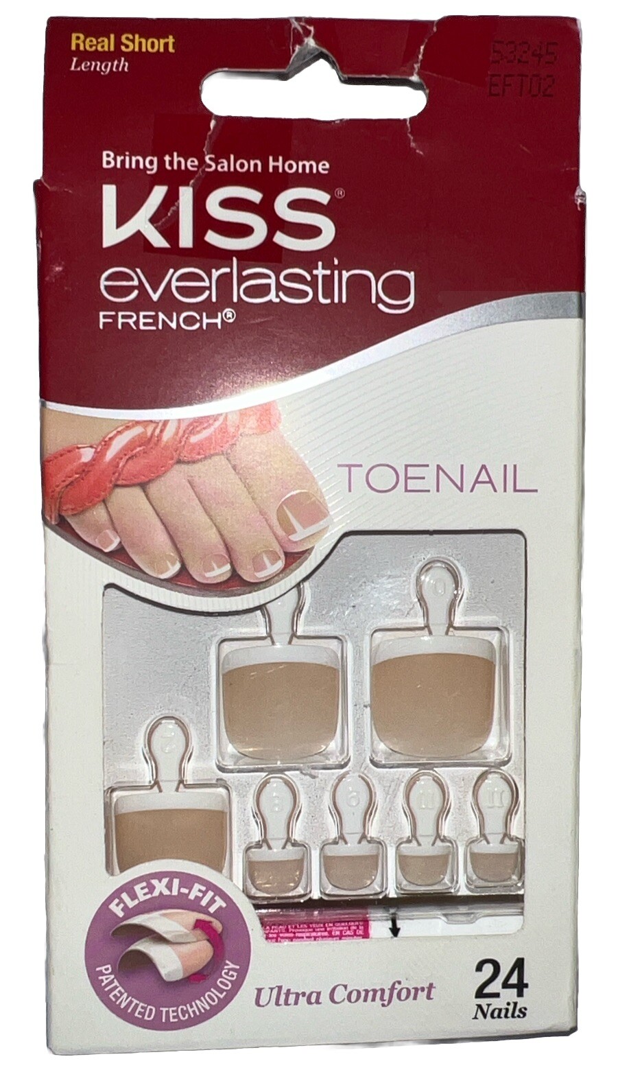 KISS Everlasting French/Natural Toe Nails #53245 (New See Description & Photos)