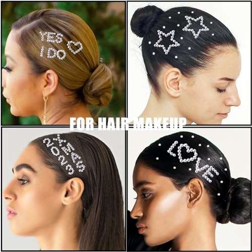 Hair Face Gems Jewels Self Adhesive Heart Numbers Letters Clear Gems(5 Sheets)