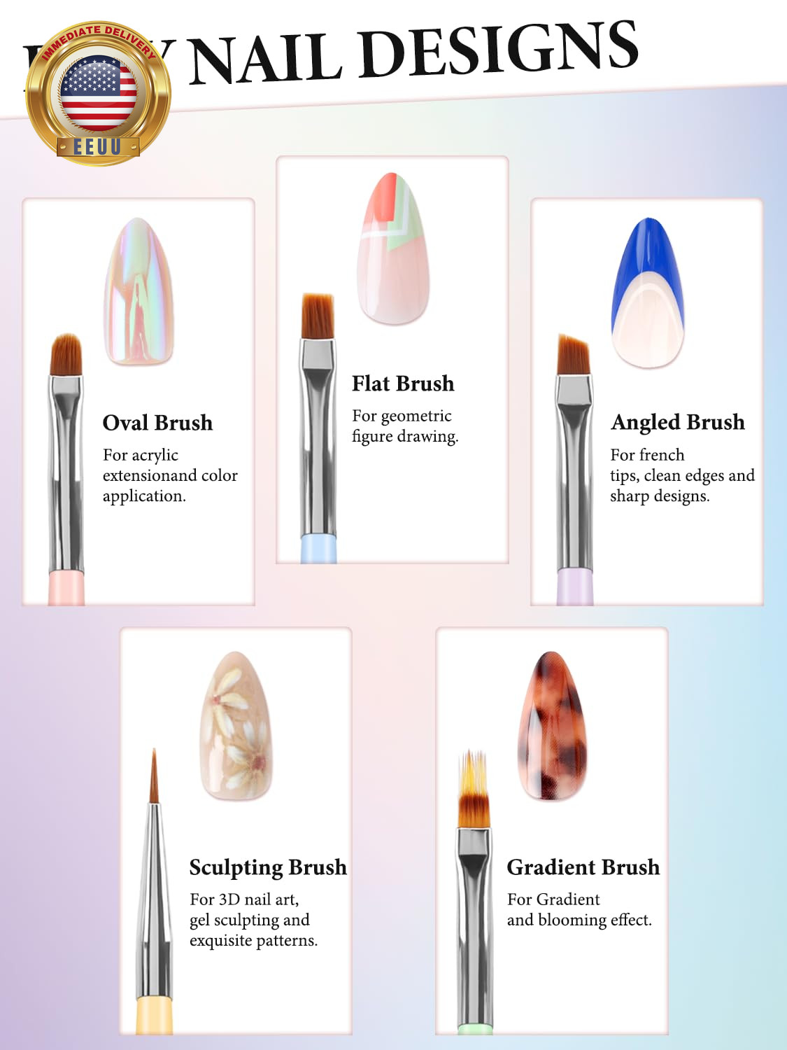 10 Pcs Nail Art Brushes Set, Nail Dotting Tools, French Tip Tool, Nail Art Deign