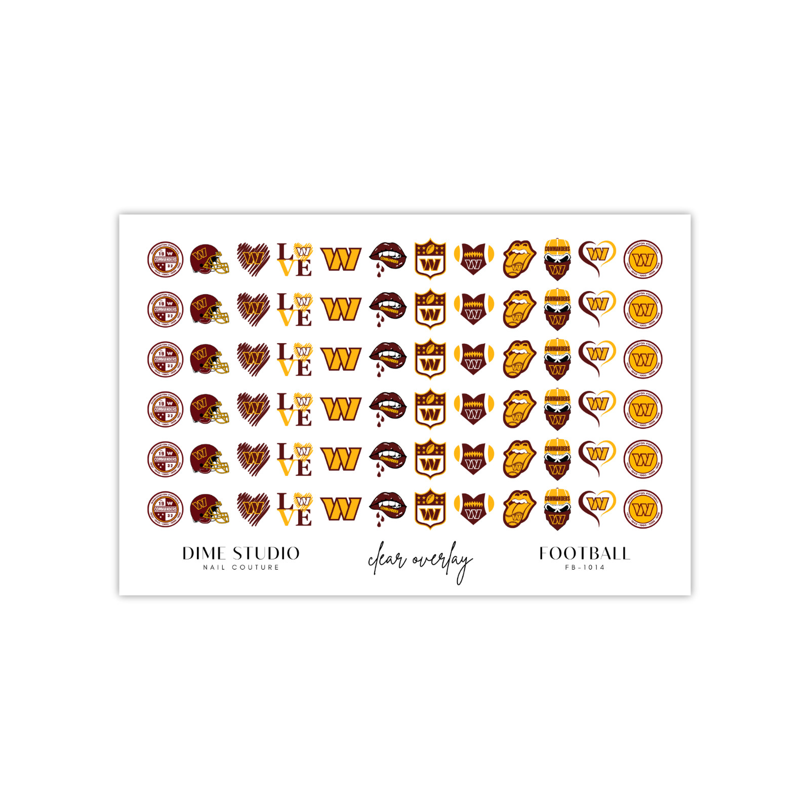 Washington Commanders Football Nail Decals Water Transfer Clear Overlay Nail Art