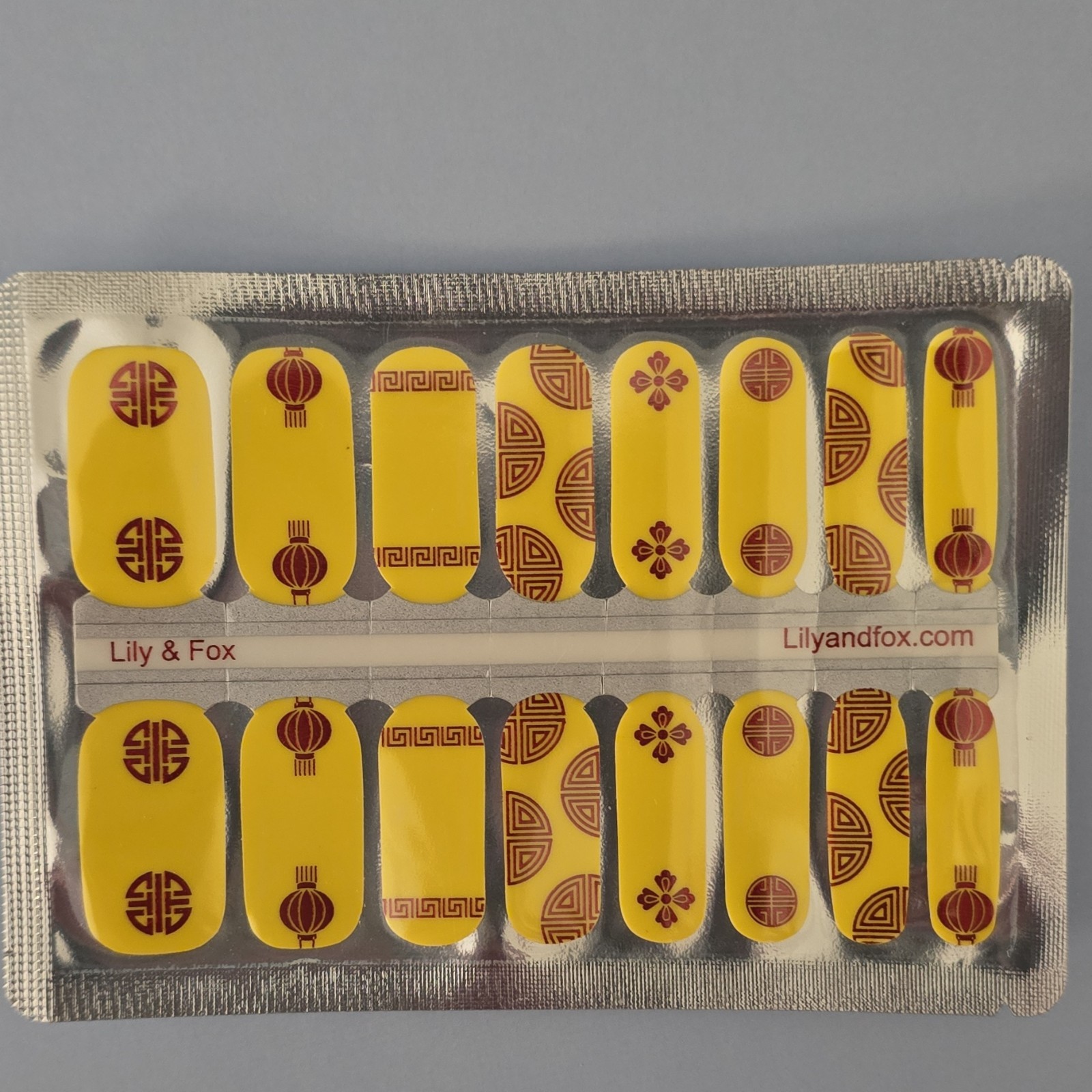 Lily & Fox Nail Wraps – Asian Theme Yellow Red – Full Wrap – Self-Adhesive