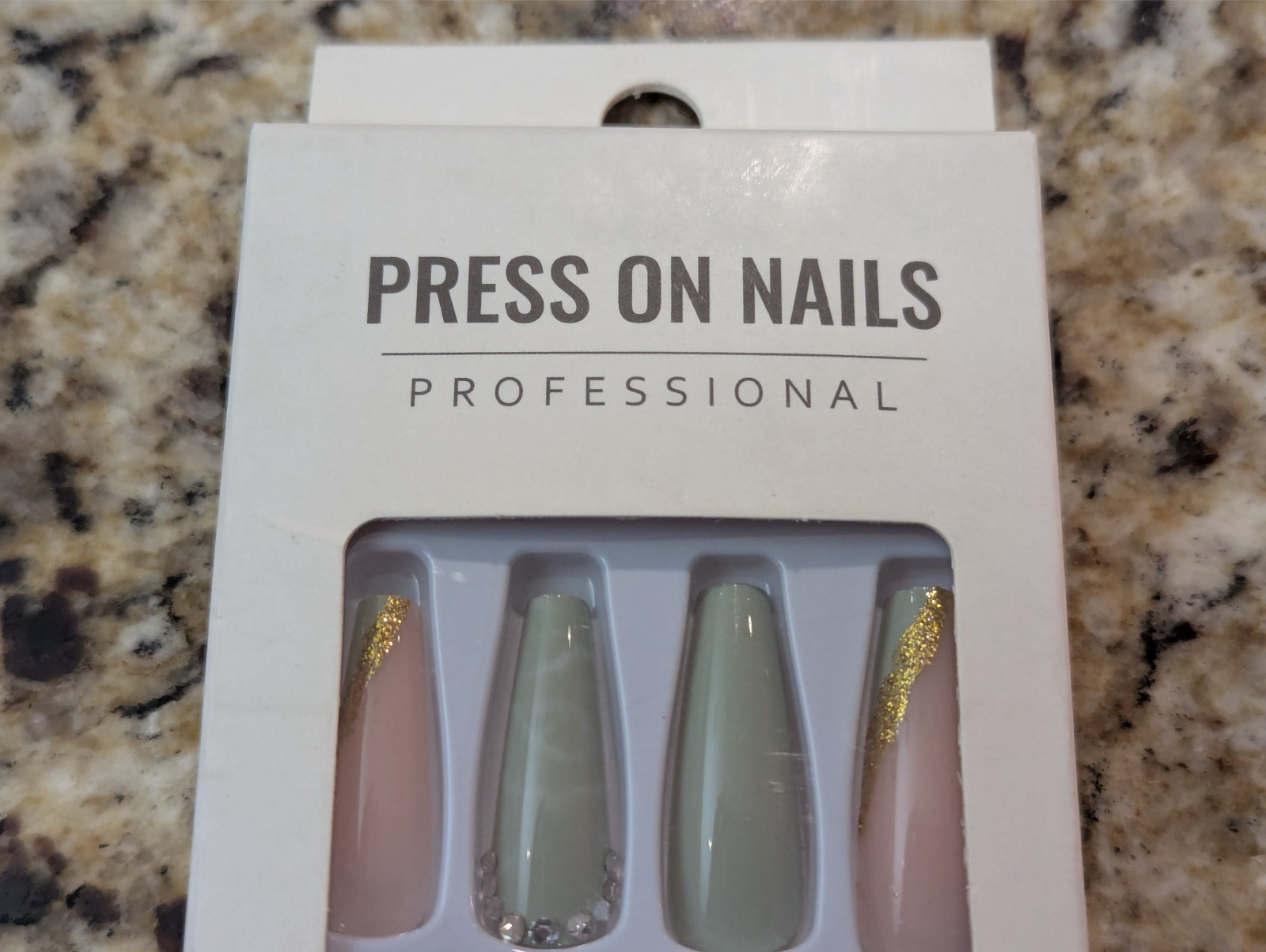 Press On Nails One Minute Nail Tip #25 Long Mint Green Pink 24ct