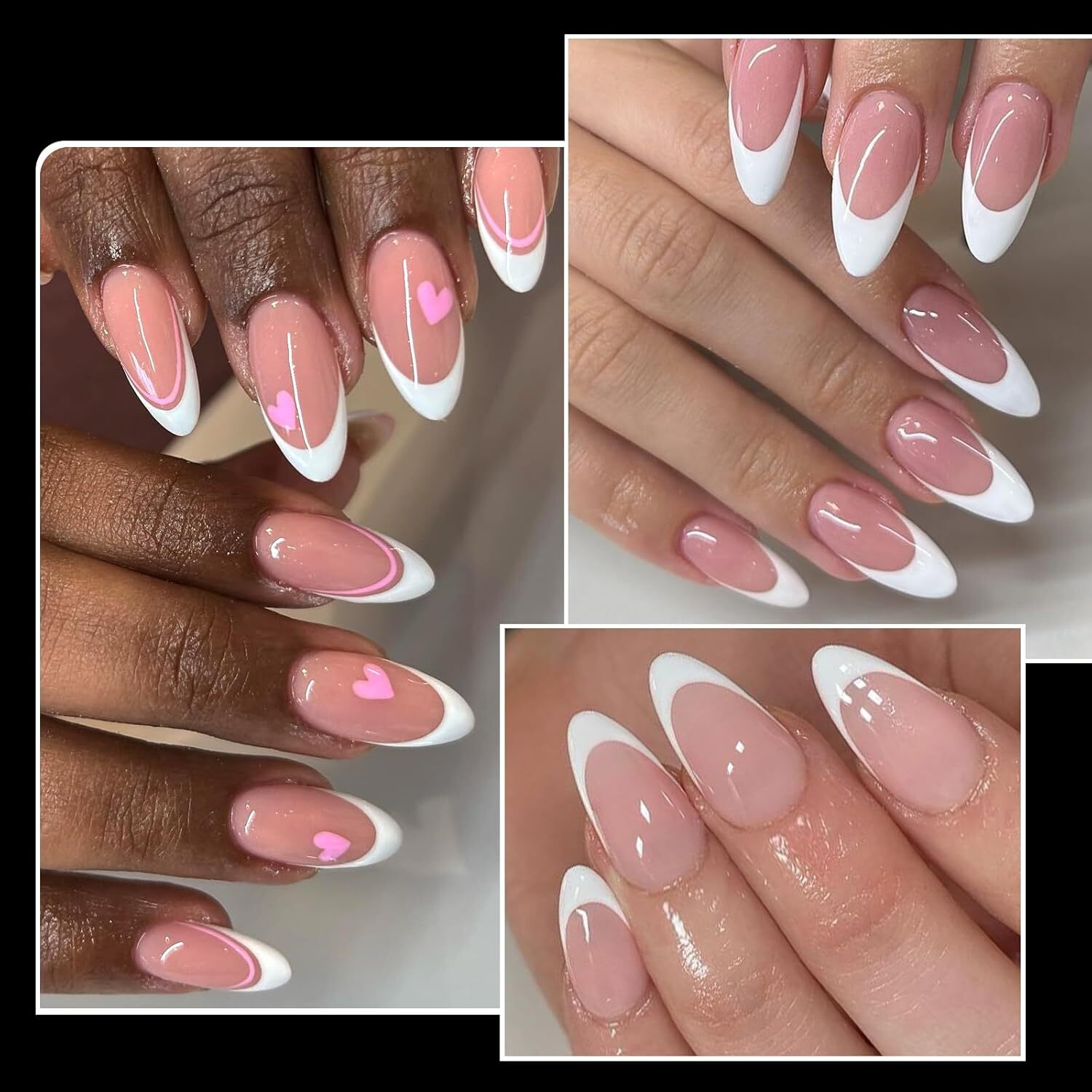 300pc Short Almond Nail Tips Fake Nails French Tip Press on Nails Short Acryl…
