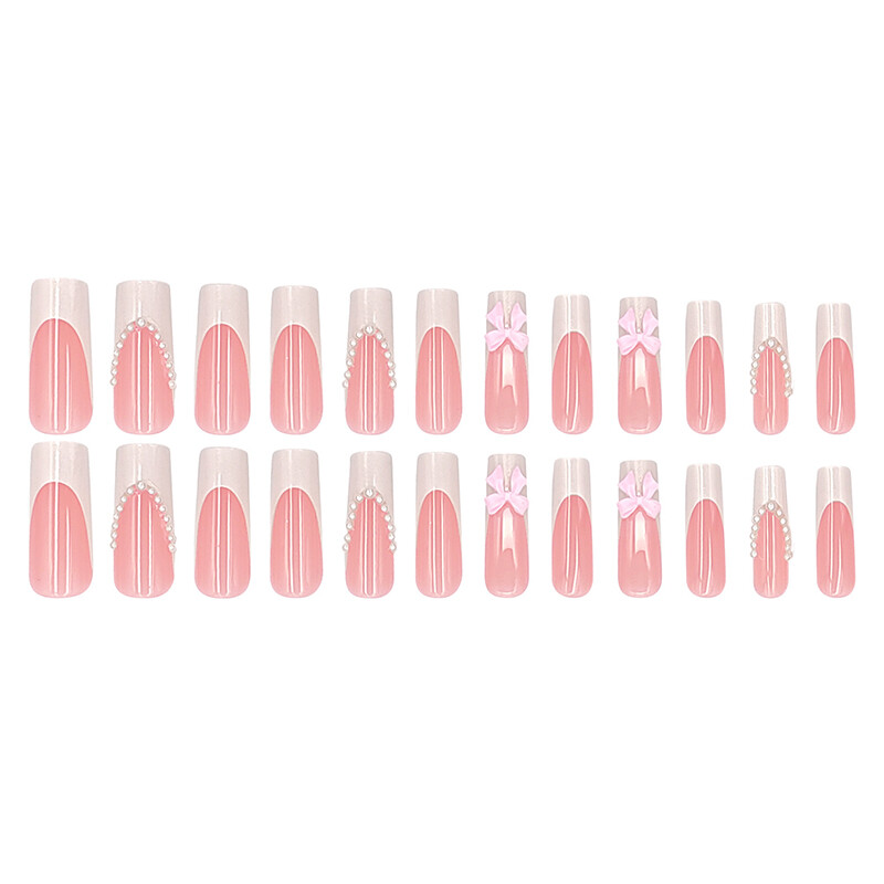 Wearable Fake Nails Bling 24Pcs Designs Medium Long Coffin Decor False Nails