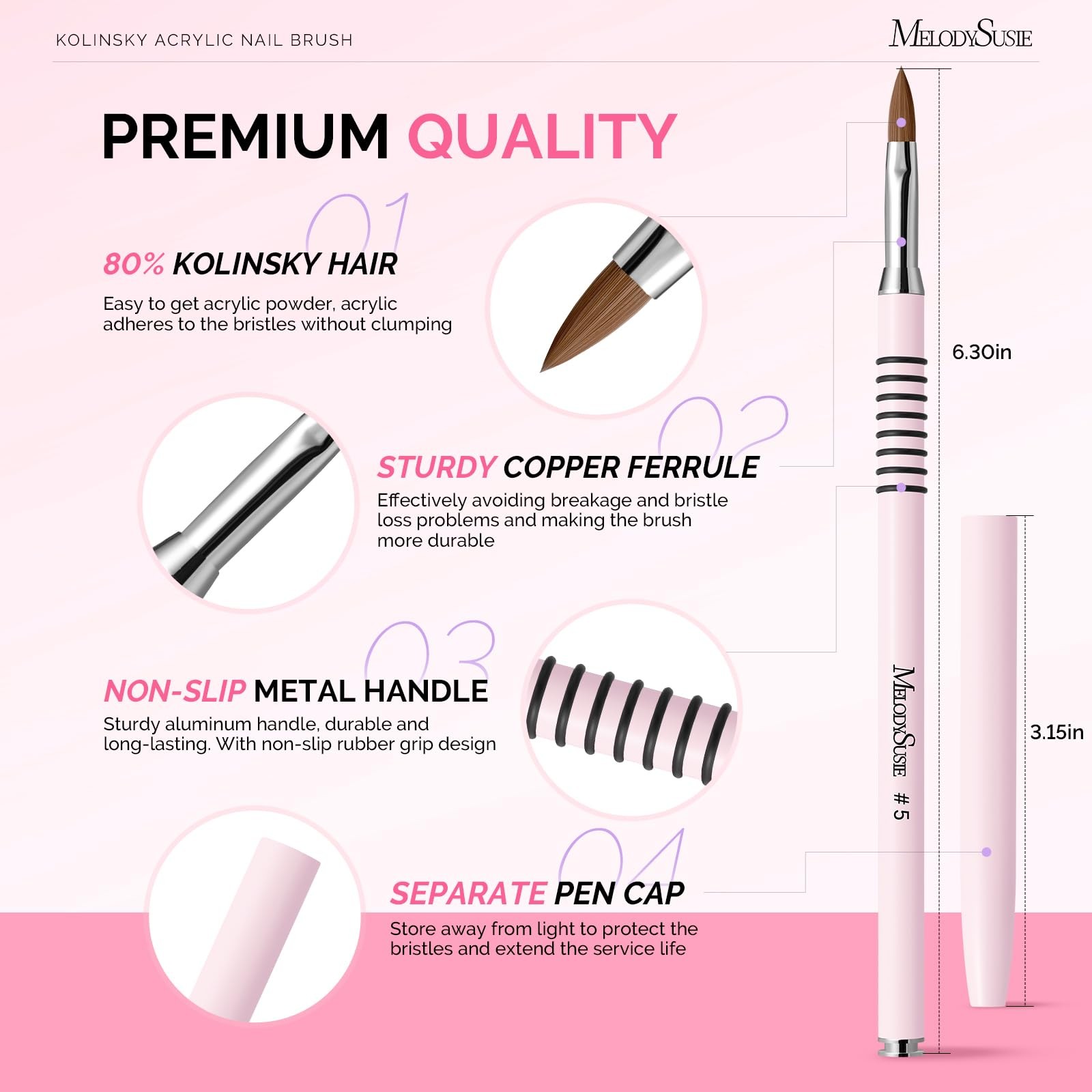 MelodySusie 3D Kolinsky Acrylic Nail Brush #5