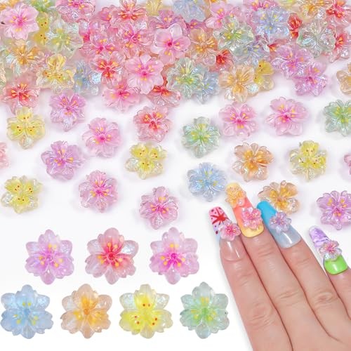 100pcs 3D Flower Nail Charms, Ice Translucent Flowers for Nails 12-flower-2