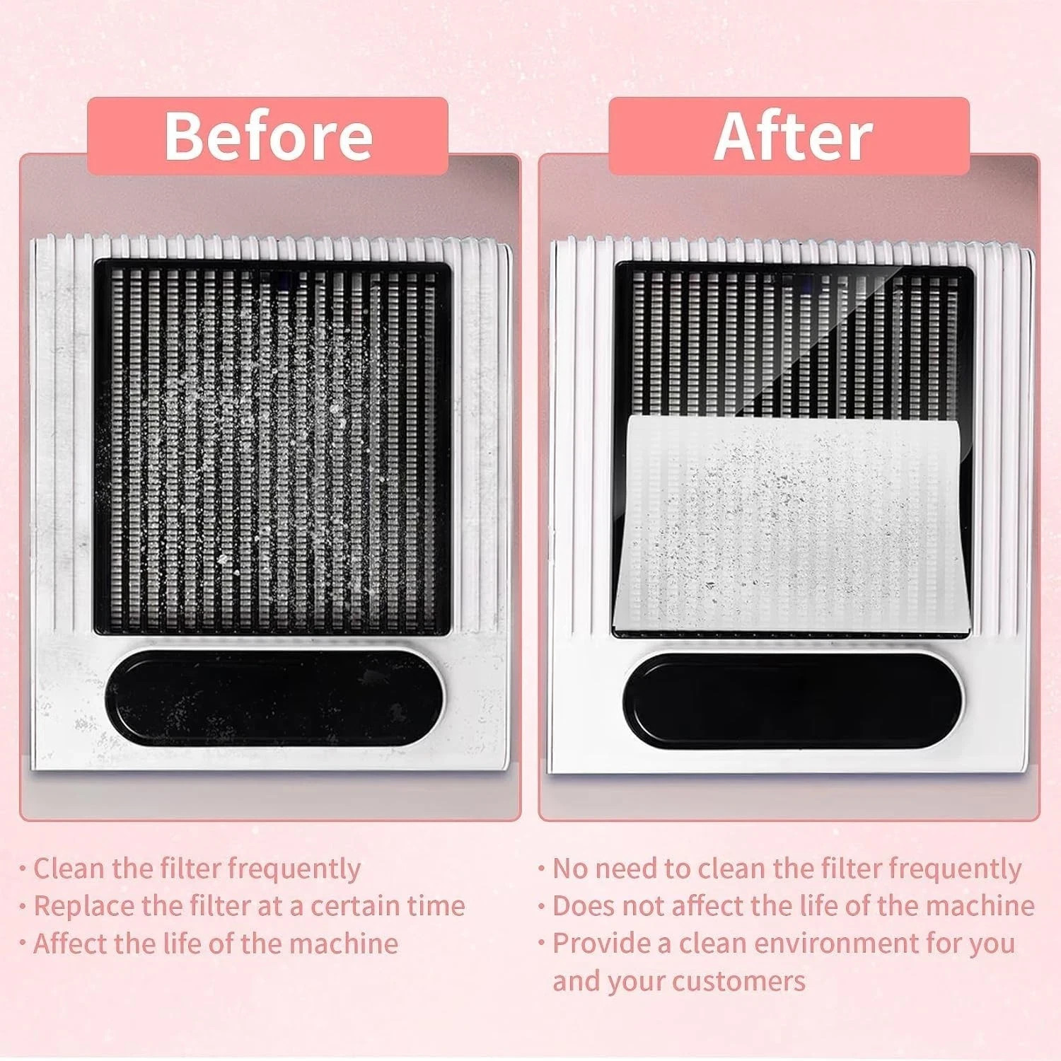Easy to Replace & Cost-Effective Versatile 100 Pack Nail Vacuum Filter Sheets