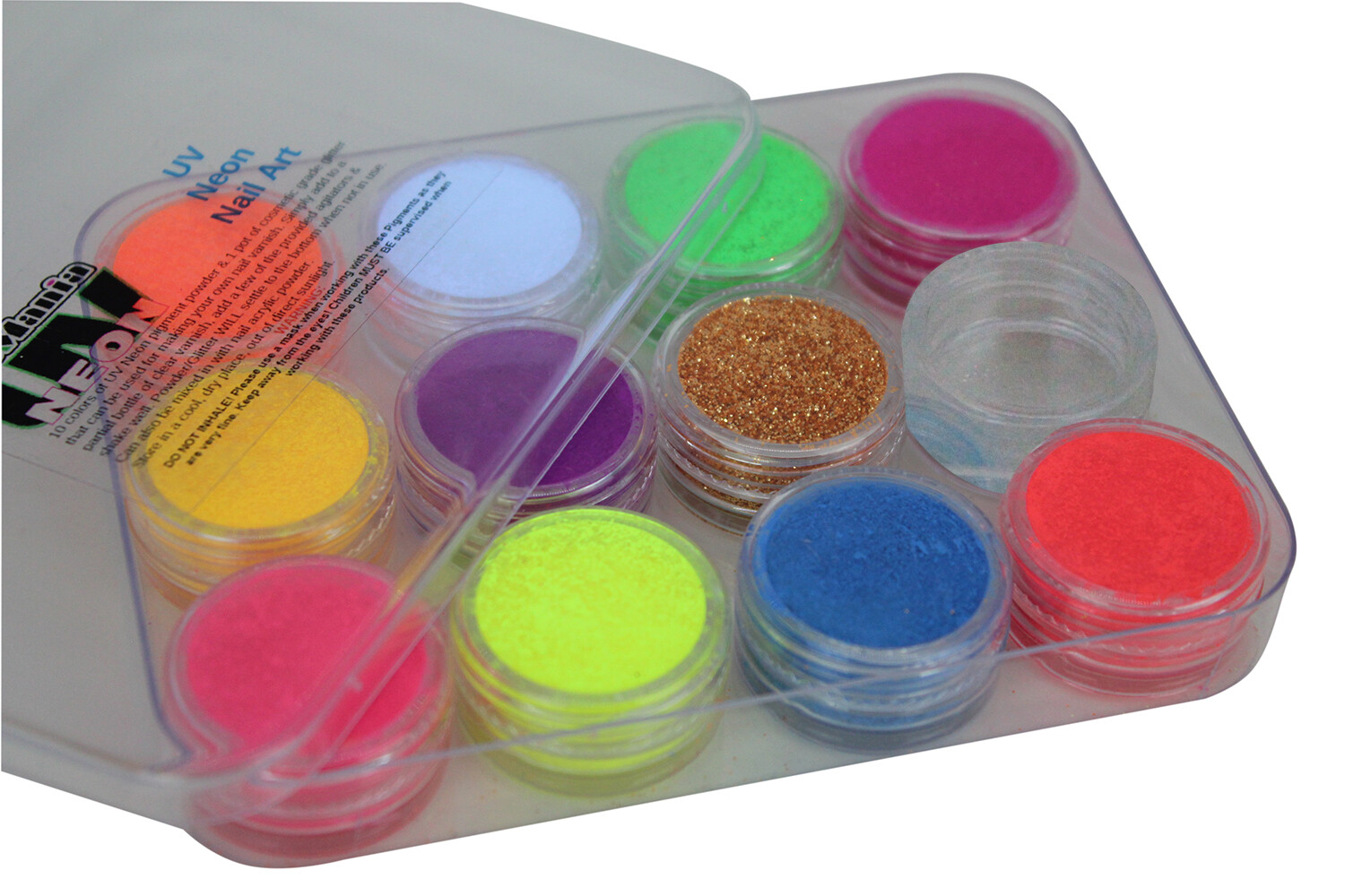 UV Neon NG Slime Goo Nail Art Powder 10 Color SAMPLE SET