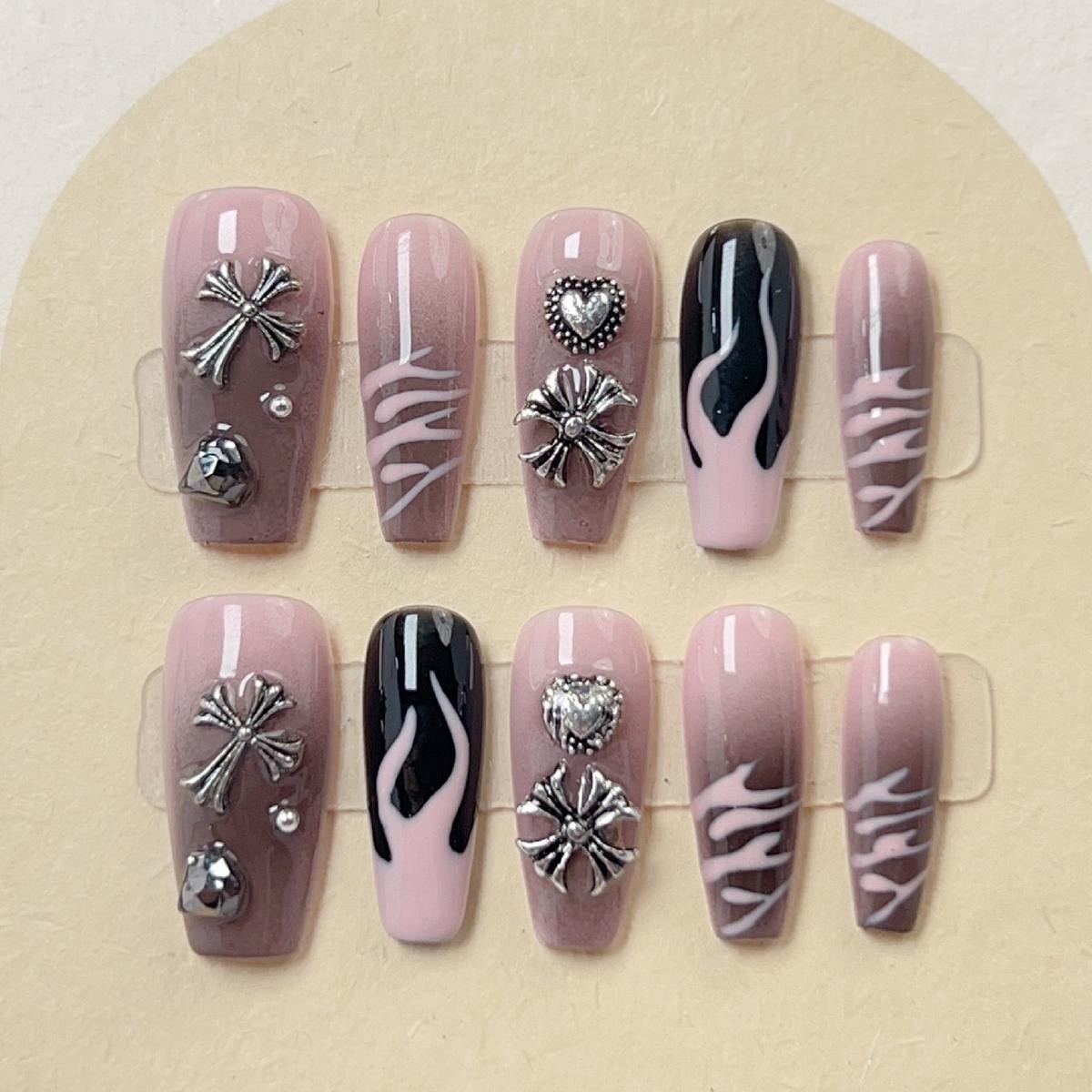 Handmade Colorful Full Stone Press On Nails Short Square Shimmery False Nails
