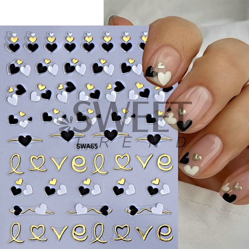 Nail Art Sticker Heart Valentine Star Decals Manicure DIY Peel & Stick NH28