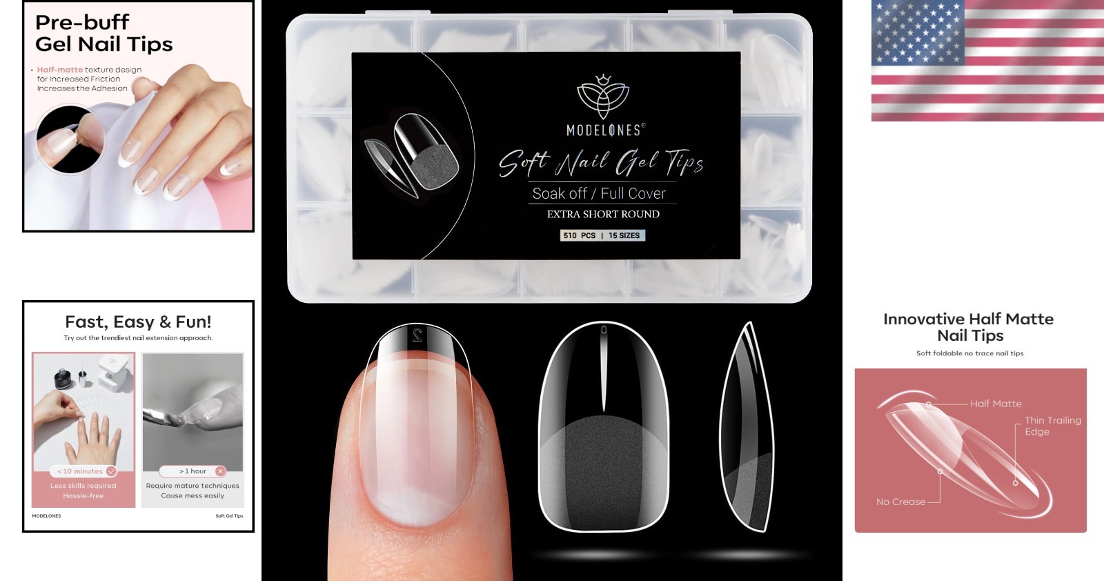 Pre-shaped Half Matte Extra Short Round Nails – 510 Pcs for DIY Beauty