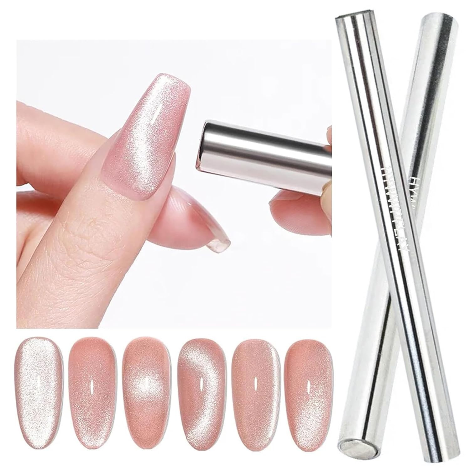 Charming 5-Piece Cat Eye Nail Magnet Set with Quality Acrylic & Glossy Finish