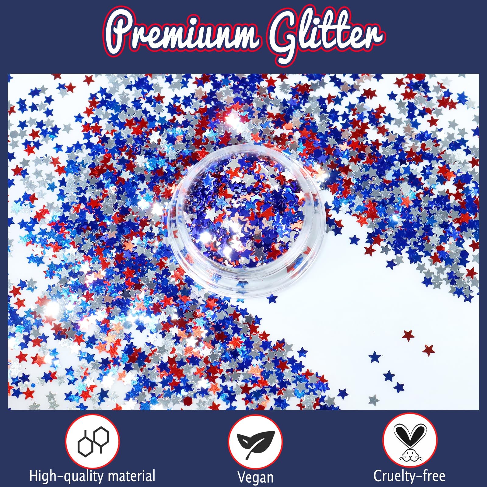 Nail Glitter 4Pcs Holographic America’s Patriotic Nail Art Glitter Sparkly Re…
