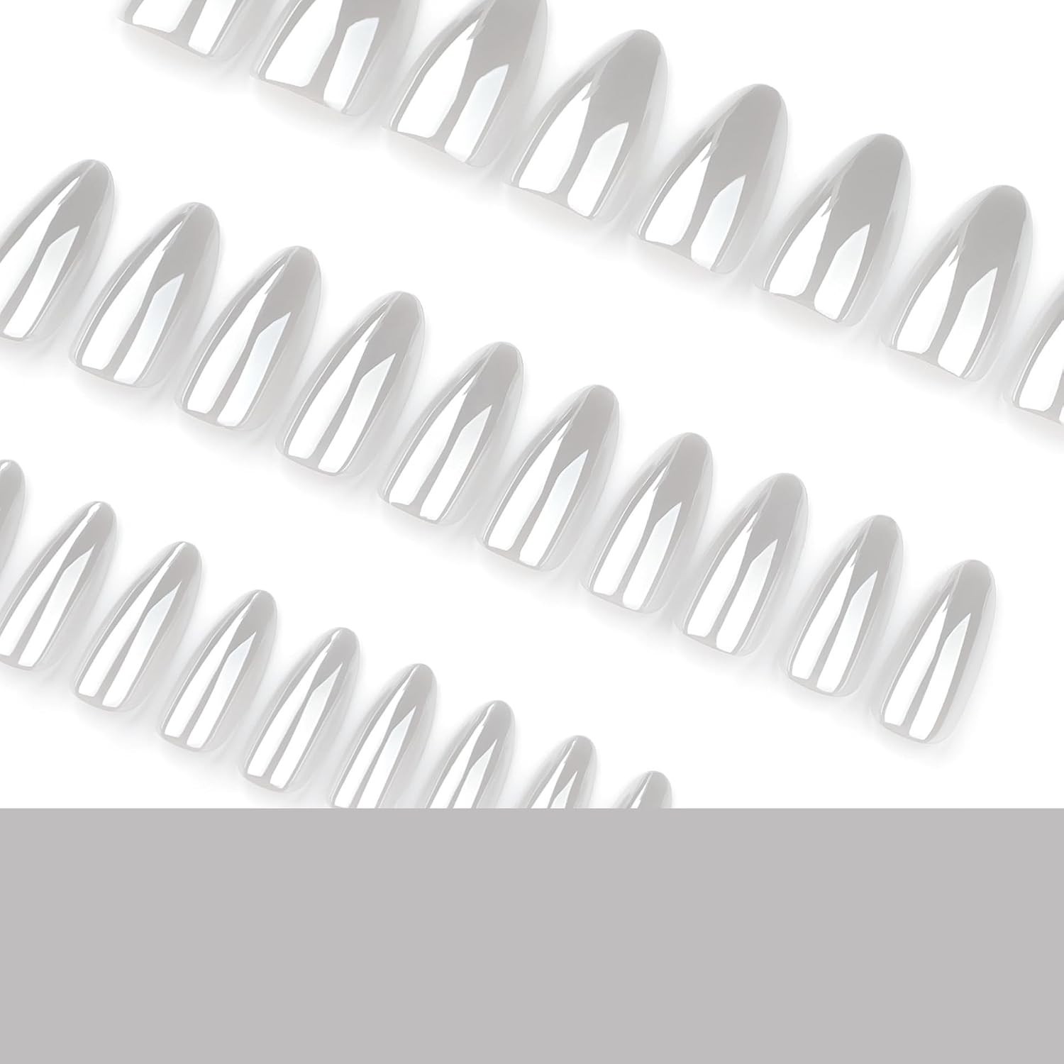 Glamorous 24 Pcs Chrome White Almond Nails – Safe Acrylic Full Cover Design