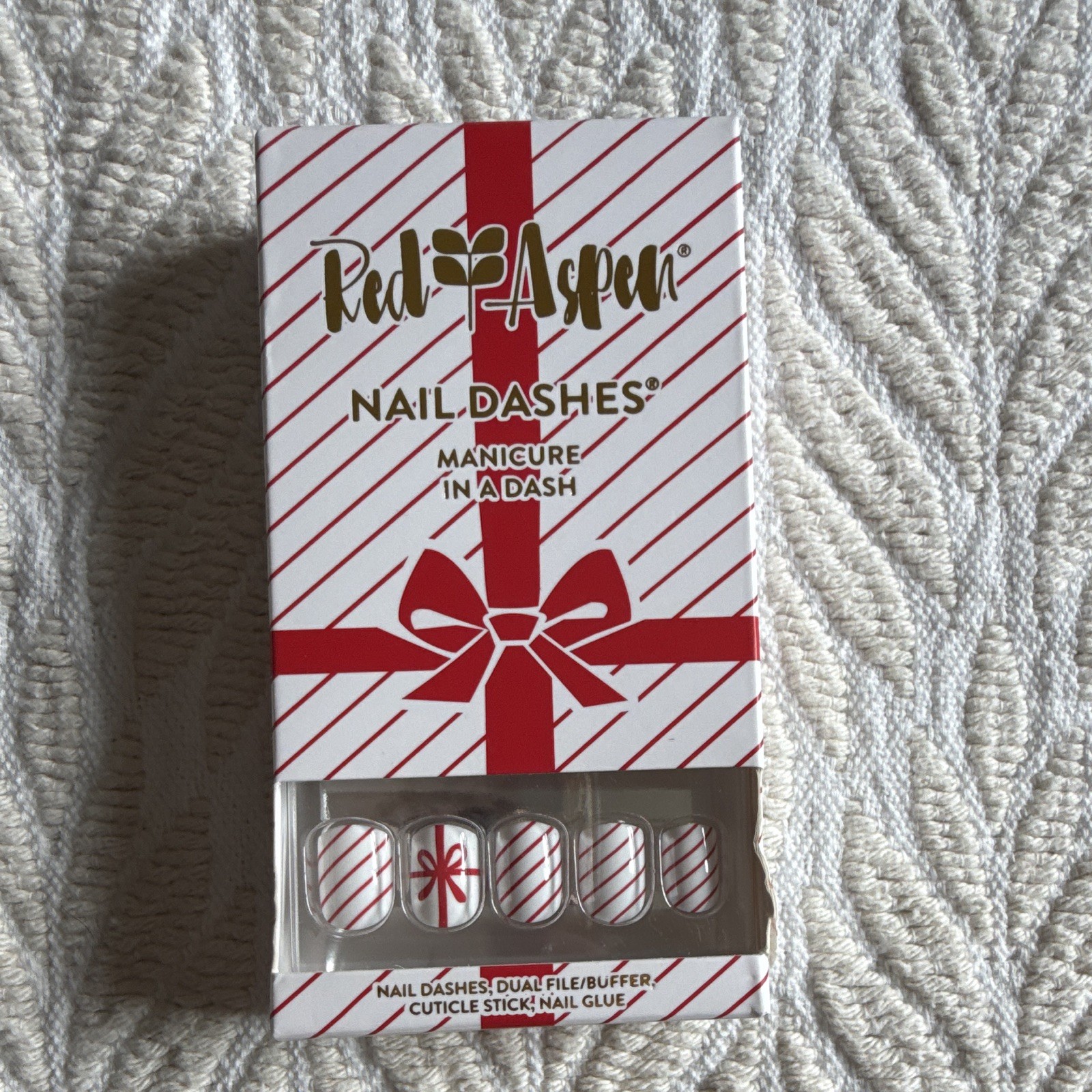 Red Aspen Nail Dashes Press-On Nails Lot of 3 Multicolor Shiny Pre-Designed Glue