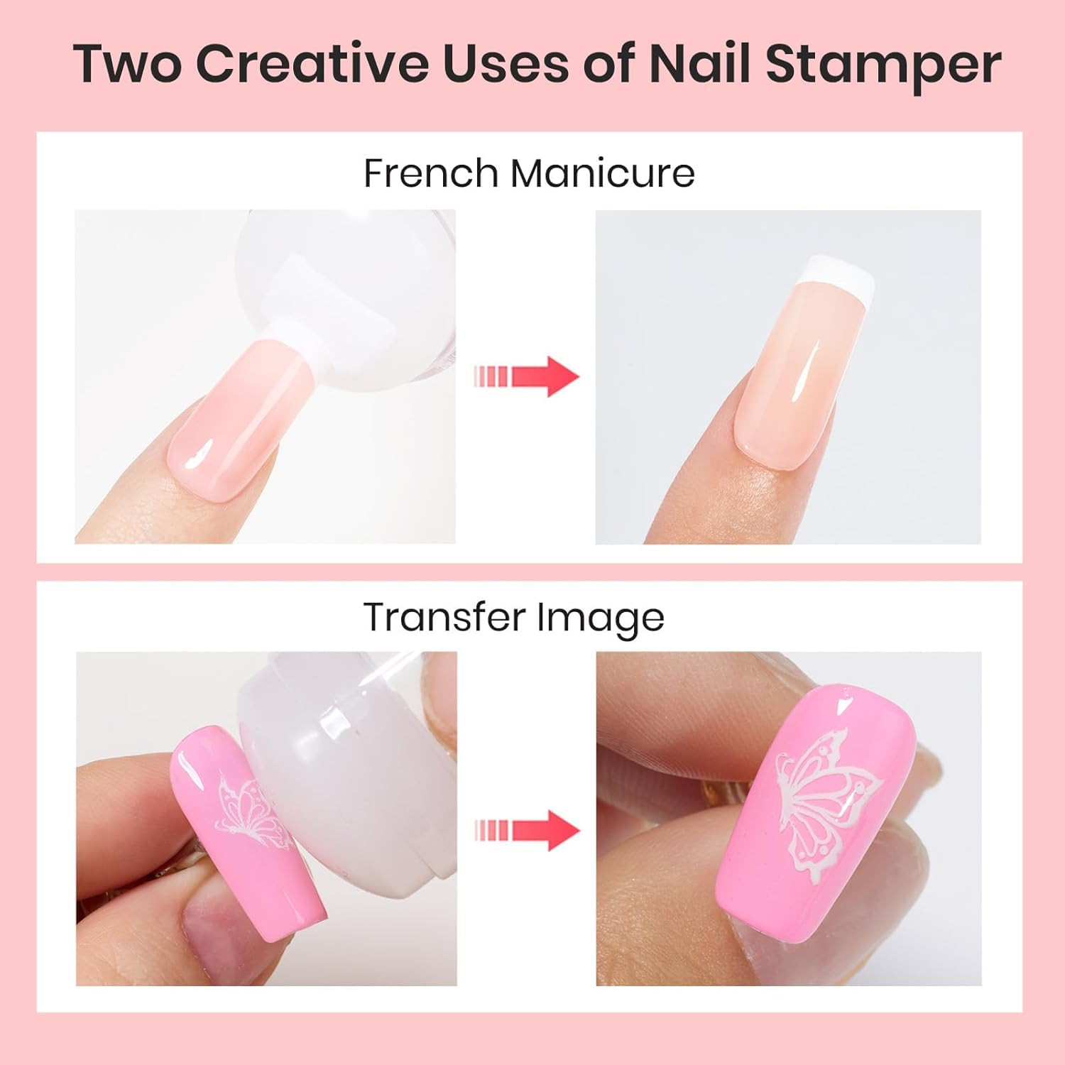 Beetles Nail Stamp, 4Pcs French Tip Tool Easy Manicure Nail Stamper Single Head