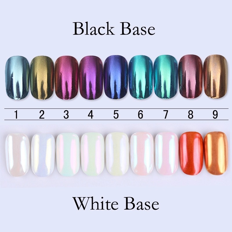 CERAMIC Nails Mirror SHELL Powder Shiny PEARL White Chrome Nail Pigment Colours