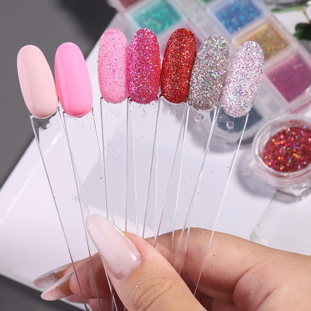 150pc Clear Oval Nail Swatch Sticks with Ring Color Display – Nail Art Tips Set