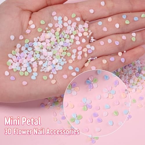 800 Pcs Flower Nail Charms, Mixed Colored Tiny Blossom Flower for S3-colored